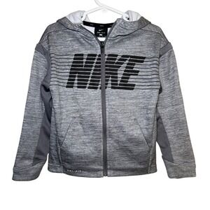 Nike Boys Size 5 Gray Dri-FIT Full Zip Sweater Graphic Logo